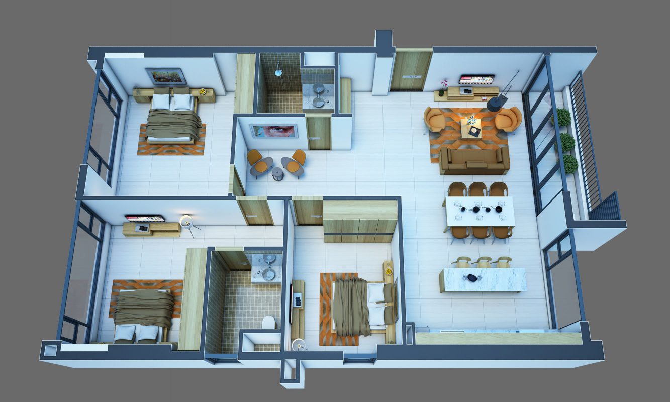 Xếp mô hình 3D ngôi nhà biệt thự cho bé 3D29